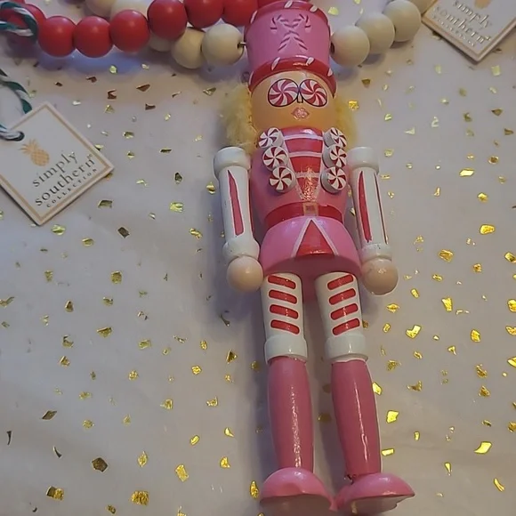 NWT Simply Southern Pink and Red Nutcracker and Santa Necklace Set - Picture 2 of 5